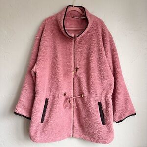 220 Hickory Women’s Cozy Dusty Rose Pink Teddy‎ Sherpa Jacket Coat Size 2XL EUC